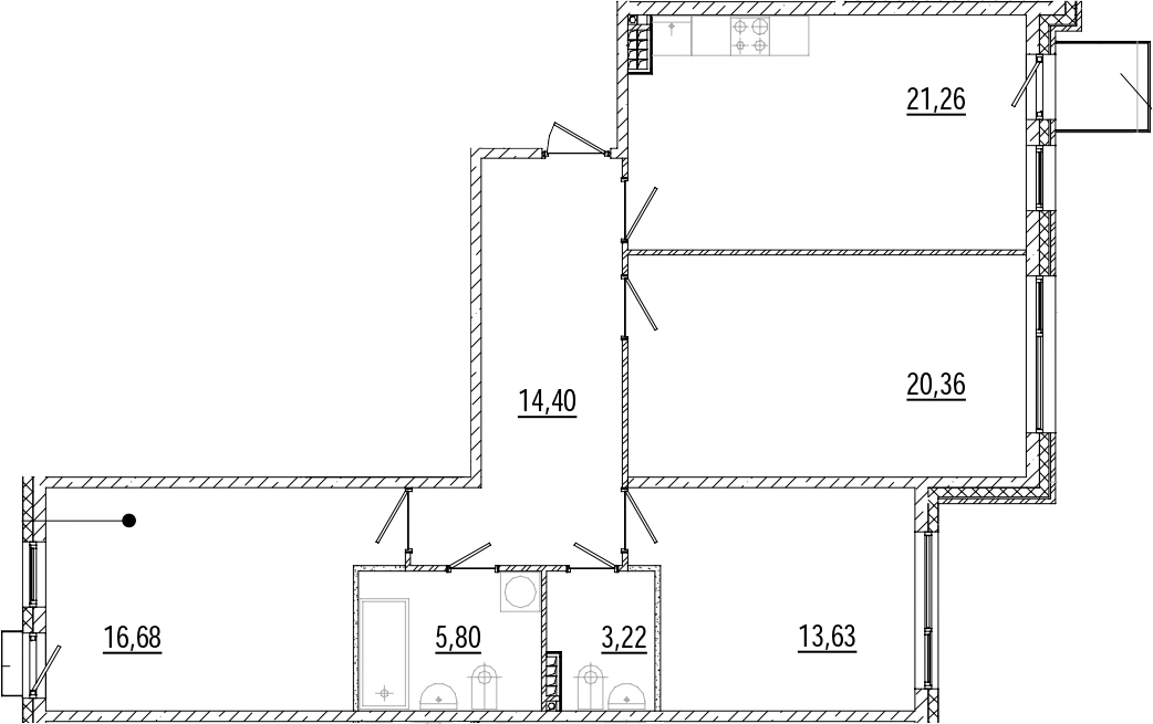 3-комнатная квартира 95.95 м², 5/9 эт., ЖК «Мануфактура James Beck»